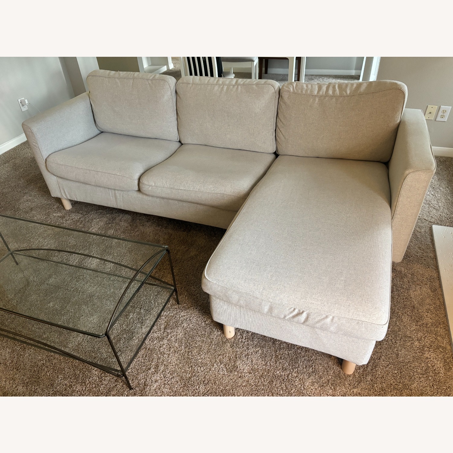 IKEA Parup Beige Chaise Sofa - AptDeco IKEA Parup Beige Chaise Sofa - AptDeco
