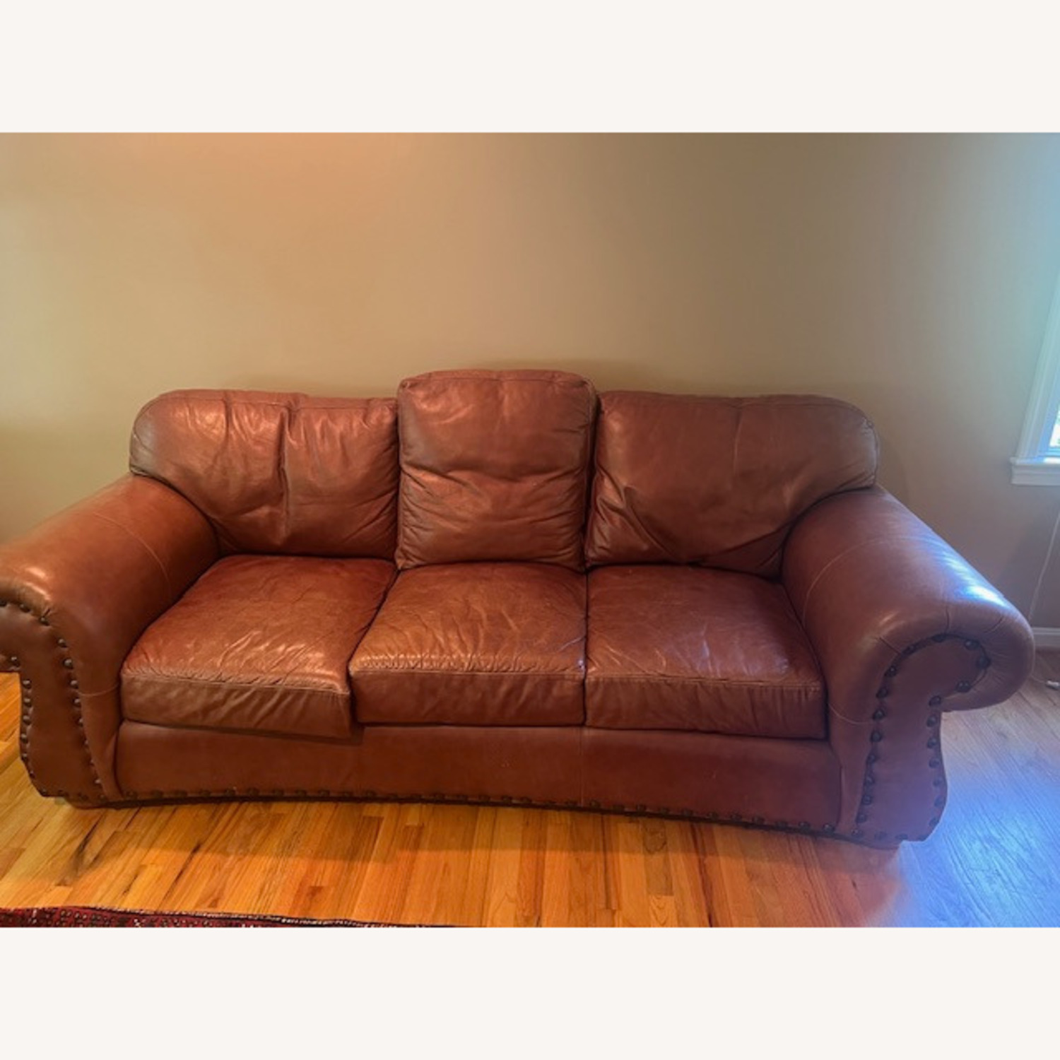Comty Leather Sofa with Nailheads - image-1