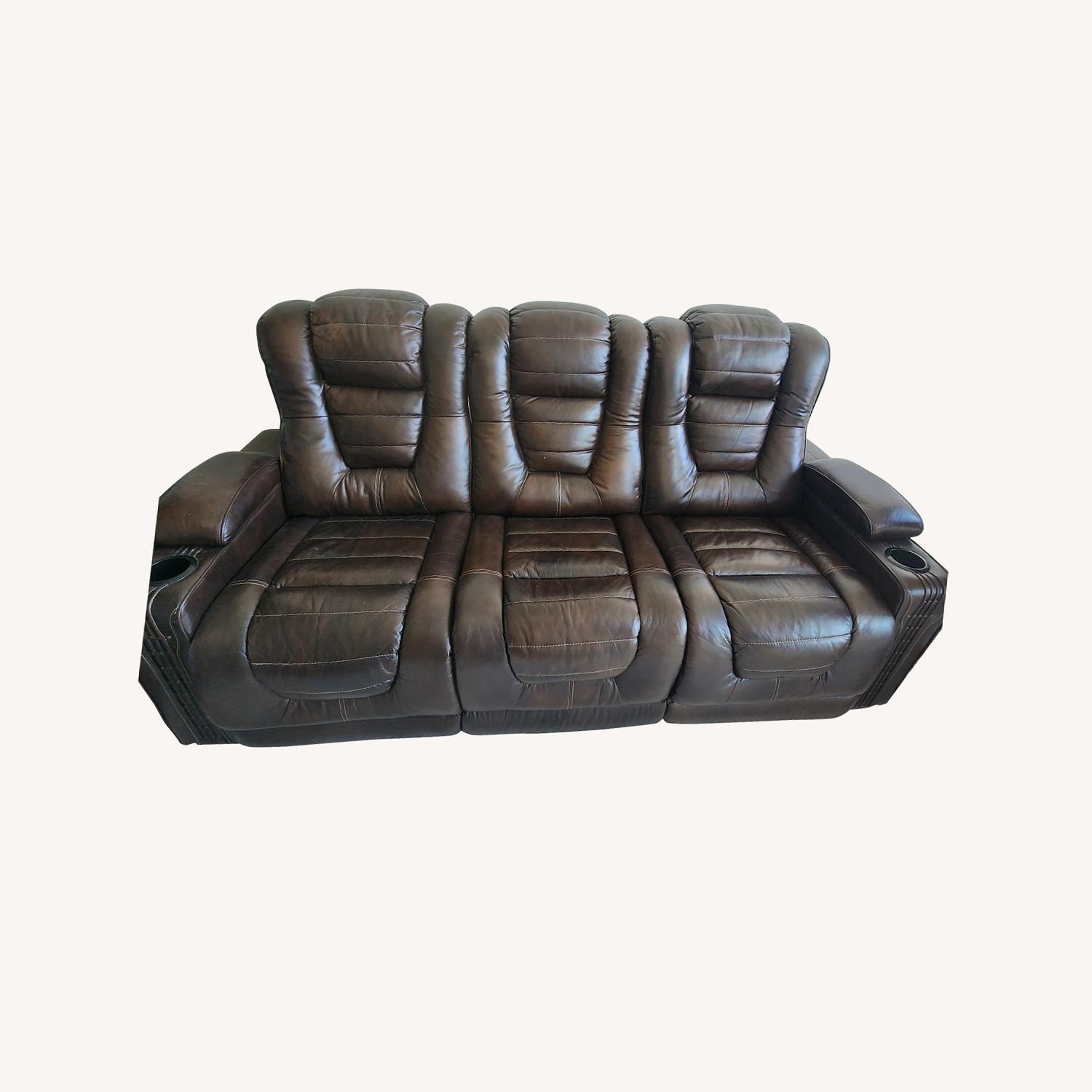 Power Recline Leather 3 Seat Sofa  - image-0