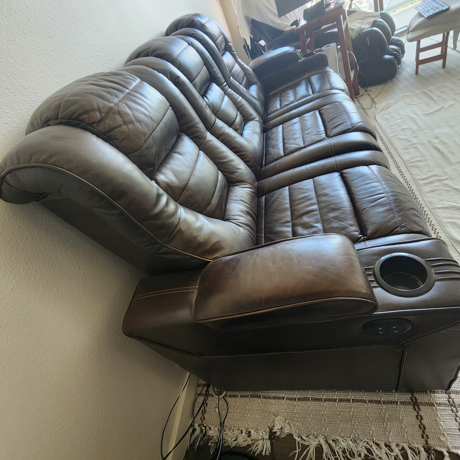 Power Recline Leather 3 Seat Sofa  - image-2