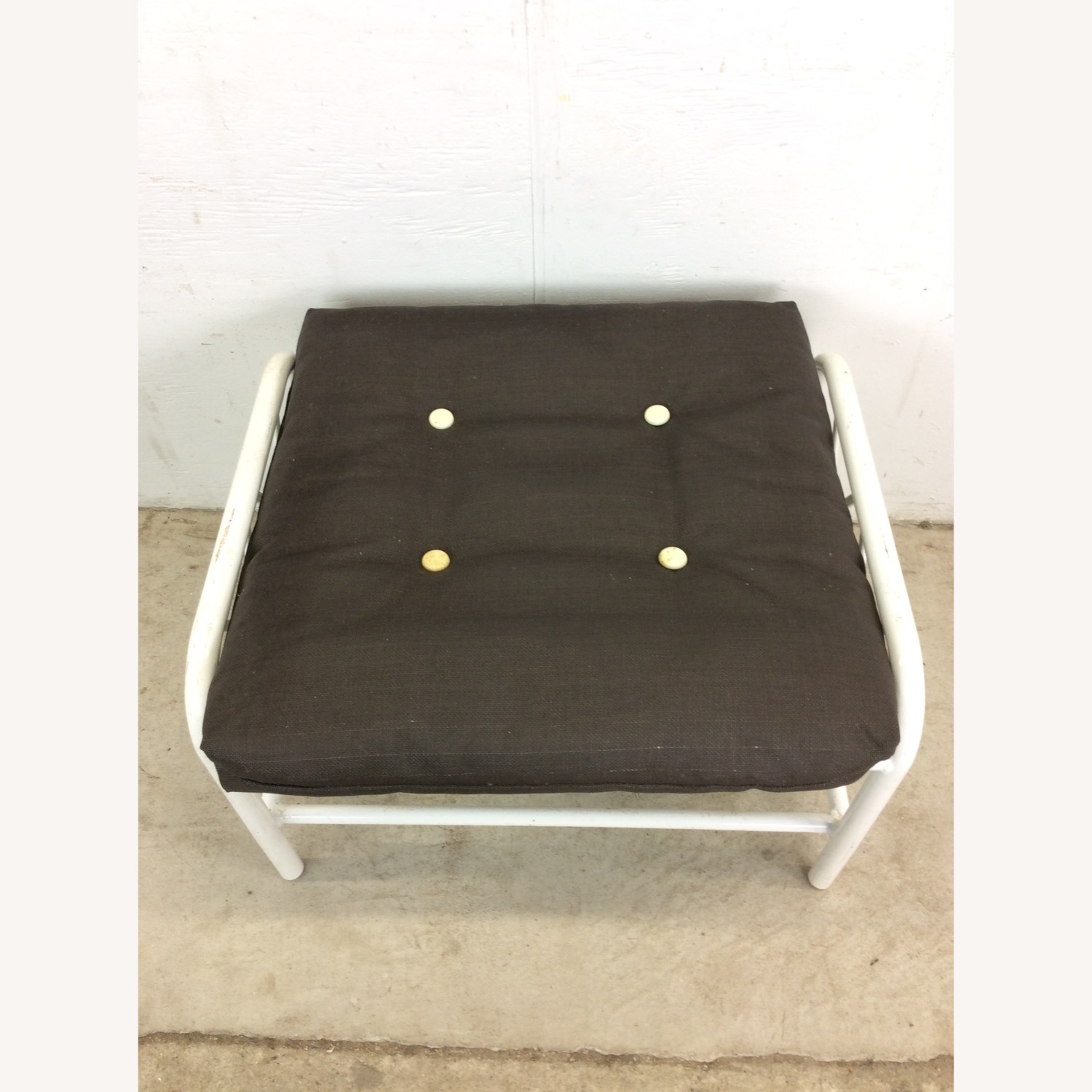 Mid Century Aluminum Outdoor Patio Ottoman - image-5