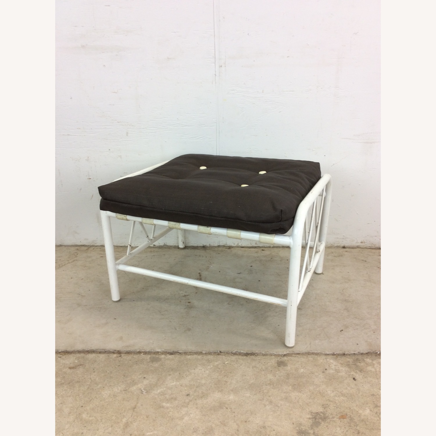 Mid Century Aluminum Outdoor Patio Ottoman - image-10