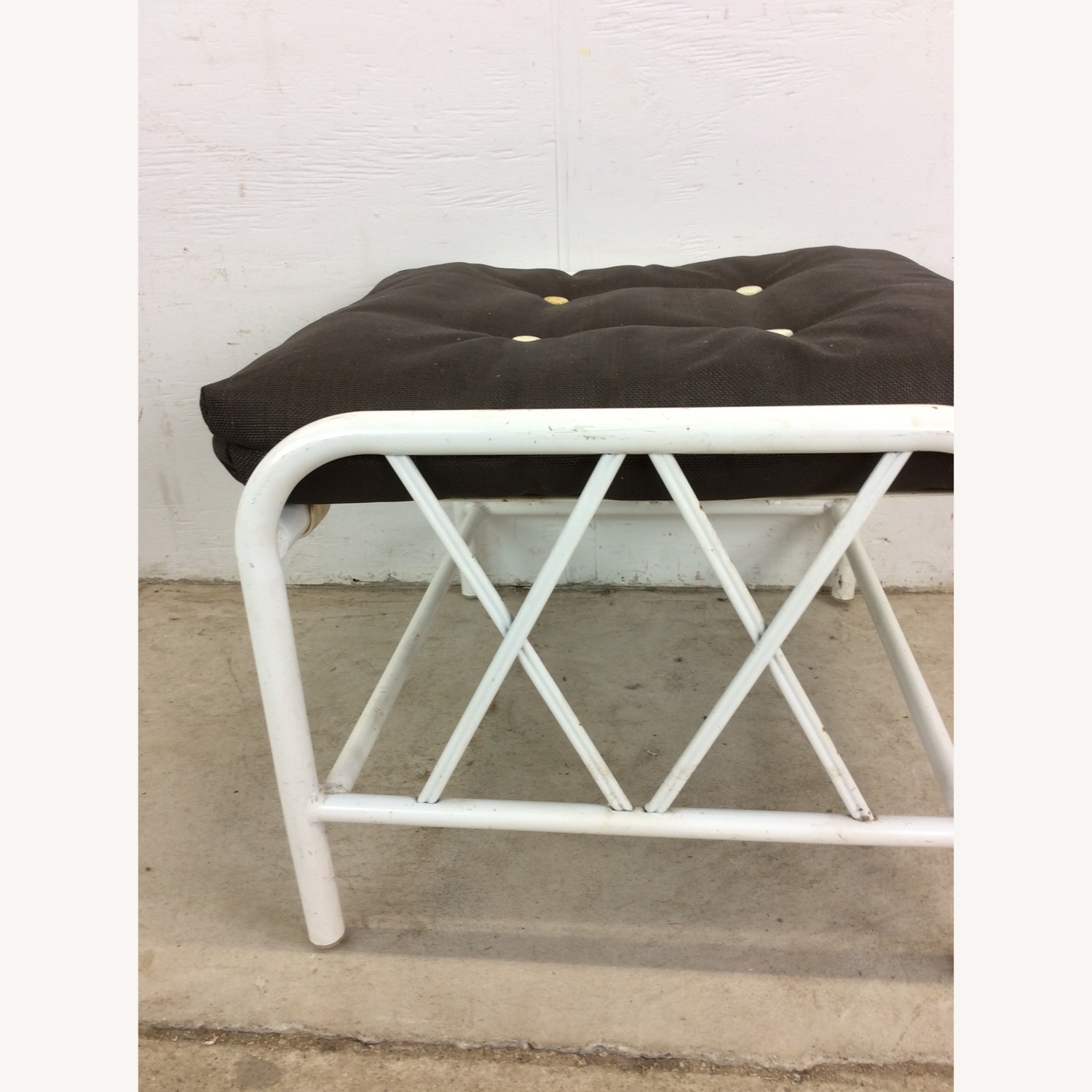 Mid Century Aluminum Outdoor Patio Ottoman - image-12