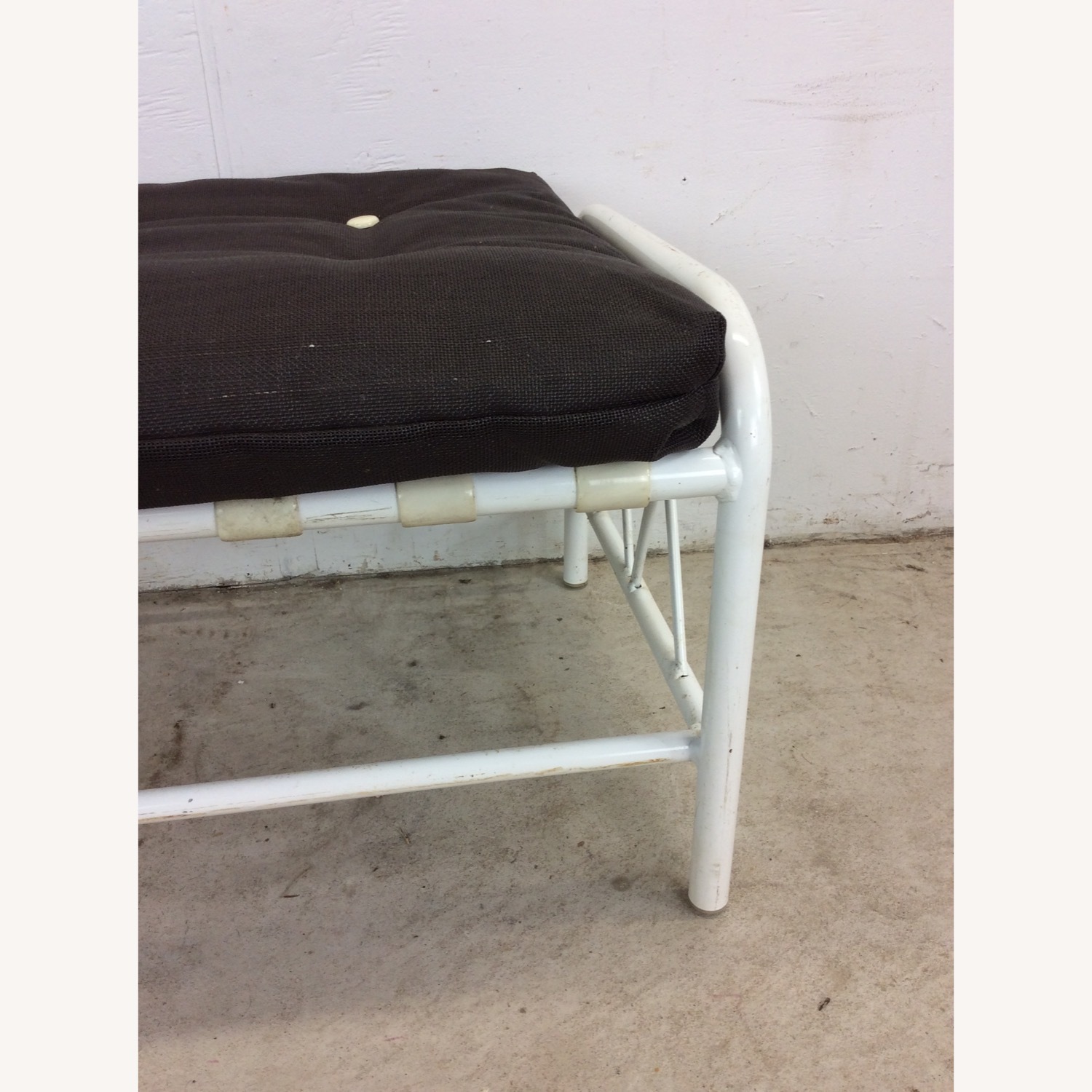 Mid Century Aluminum Outdoor Patio Ottoman - image-7