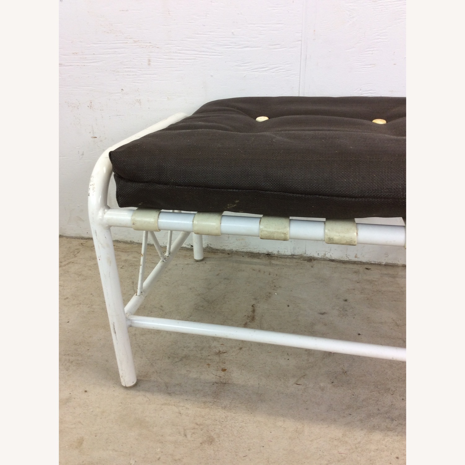 Mid Century Aluminum Outdoor Patio Ottoman - image-15