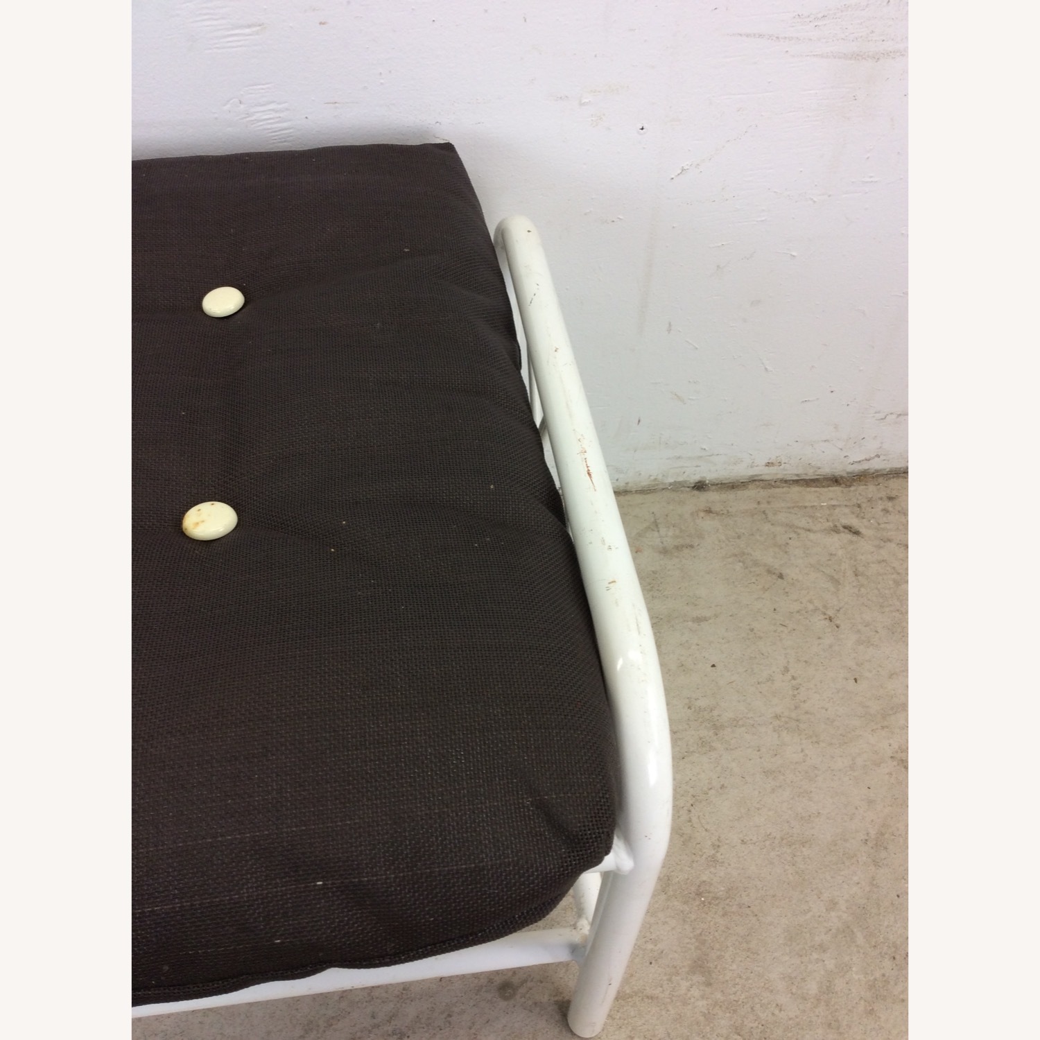 Mid Century Aluminum Outdoor Patio Ottoman - image-8