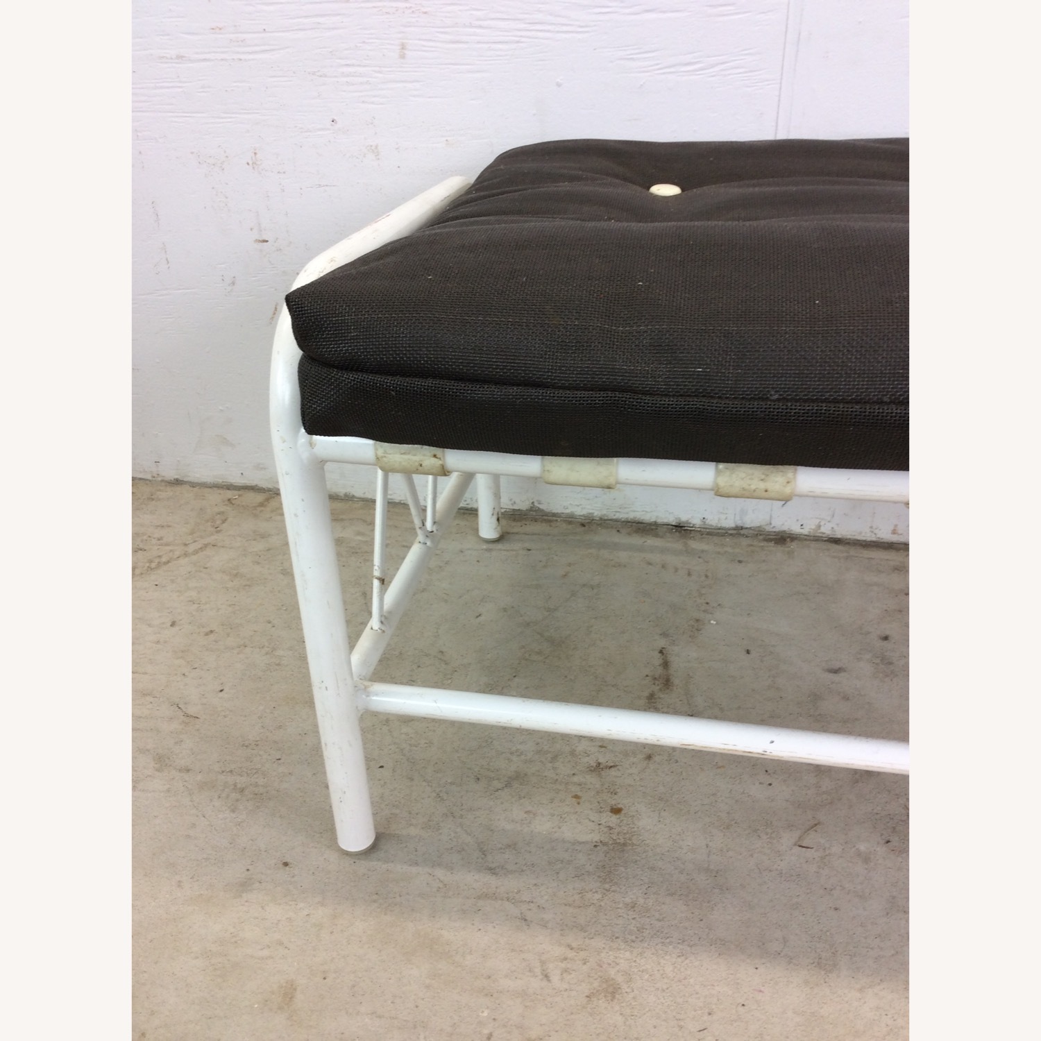 Mid Century Aluminum Outdoor Patio Ottoman - image-6