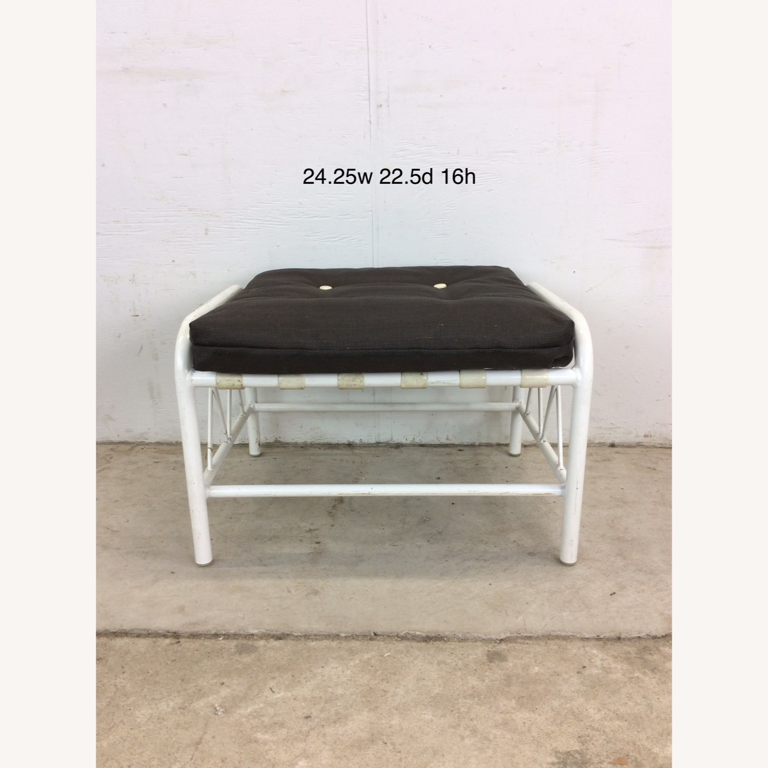 Mid Century Aluminum Outdoor Patio Ottoman - image-17