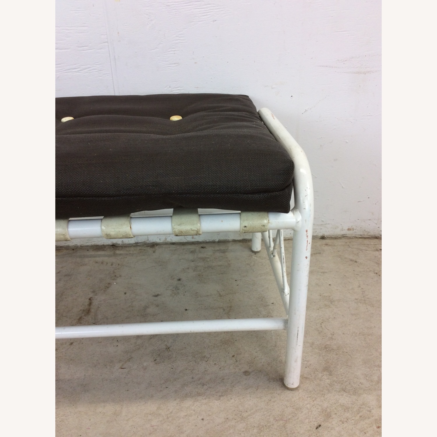 Mid Century Aluminum Outdoor Patio Ottoman - image-14