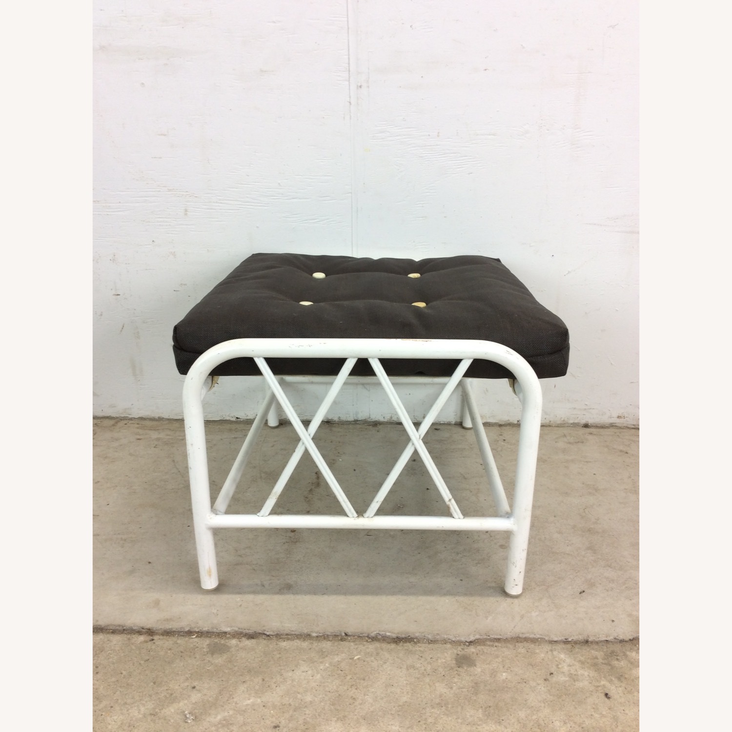 Mid Century Aluminum Outdoor Patio Ottoman - image-16