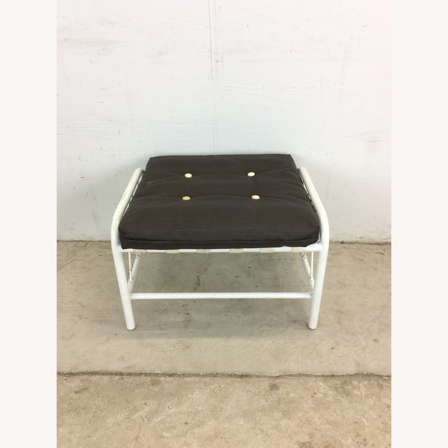 Mid Century Aluminum Outdoor Patio Ottoman - image-4