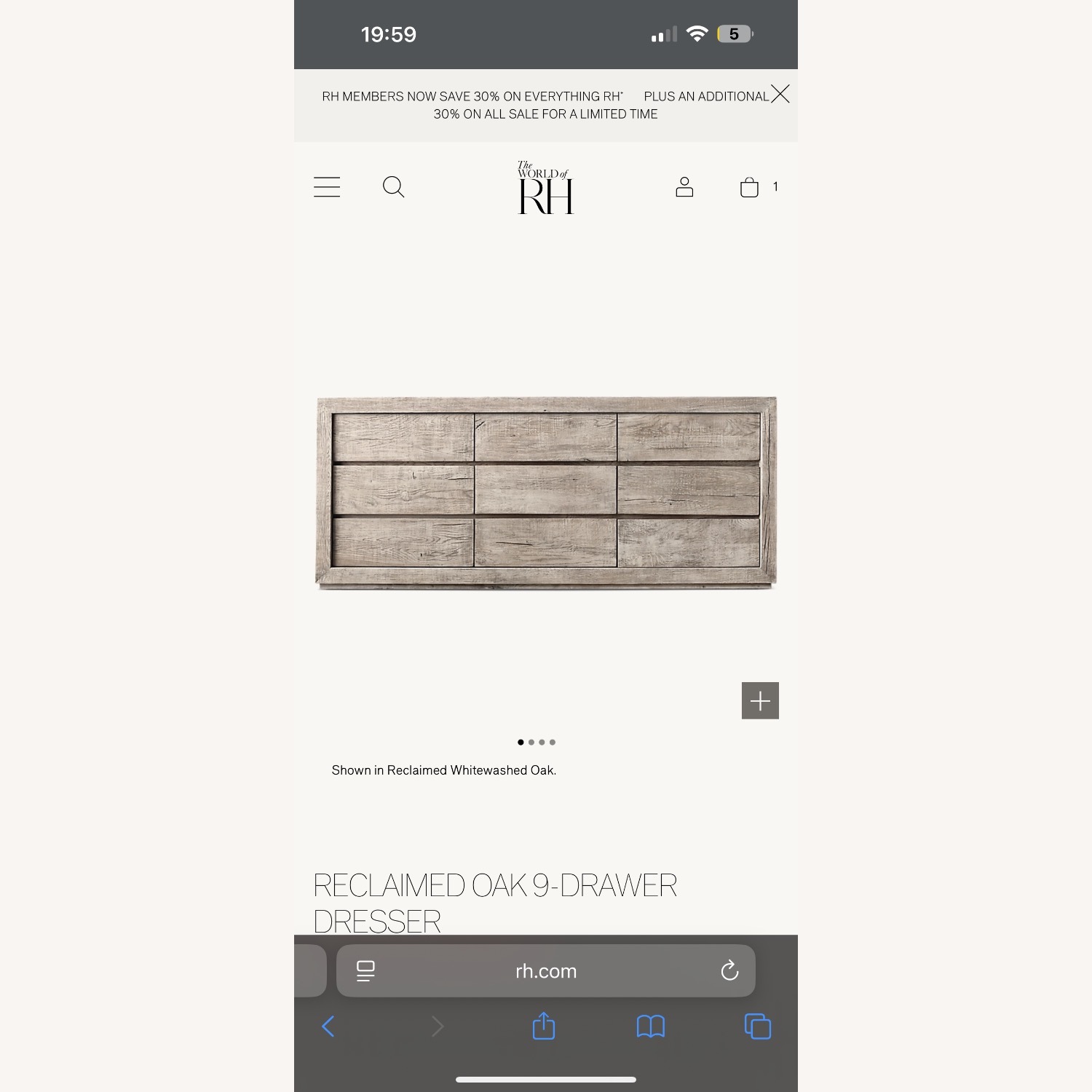 Restoration Hardware Reclaimed Oak Dresser - image-1