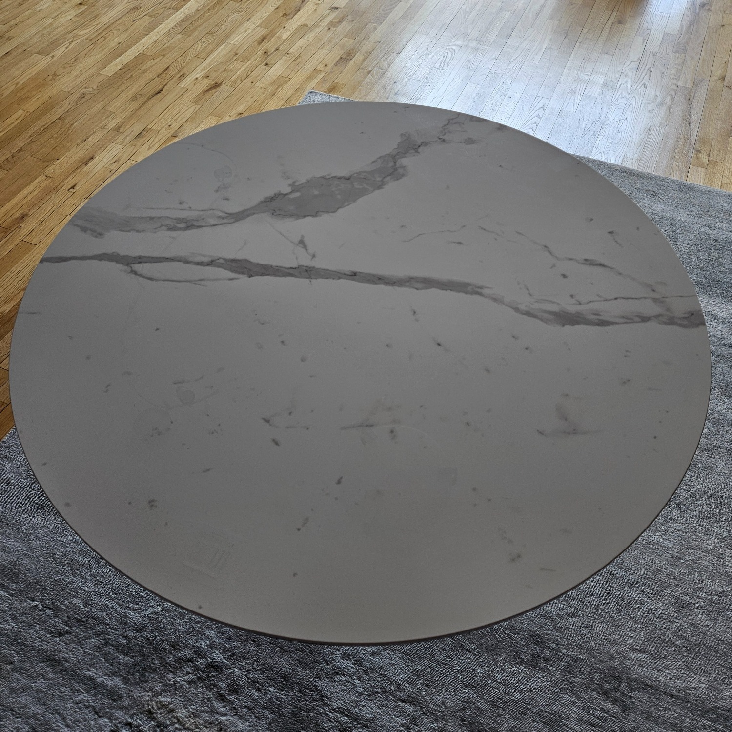 Aria Round Marbled Table with SS Pedestal - image-3