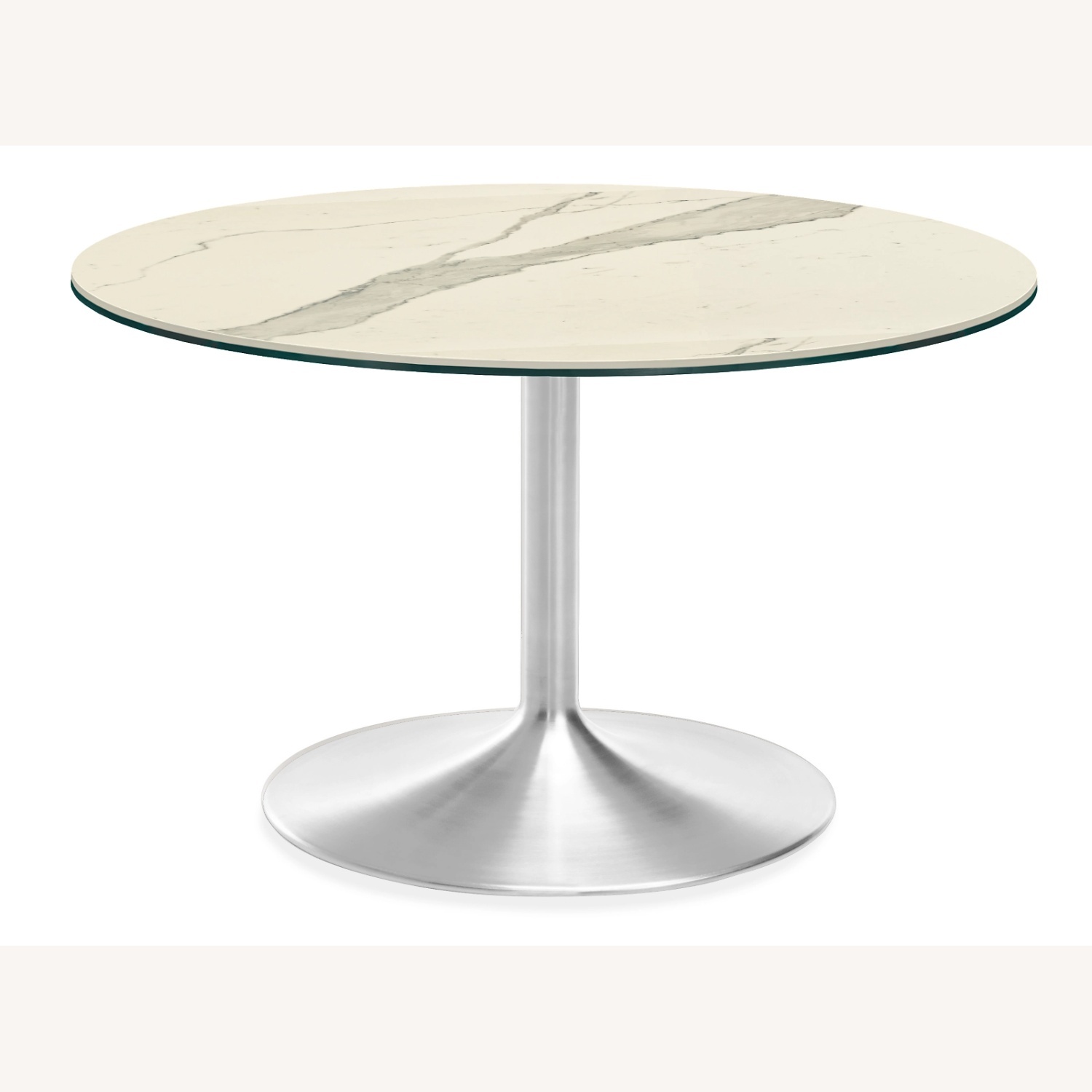 Aria Round Marbled Table with SS Pedestal - image-4