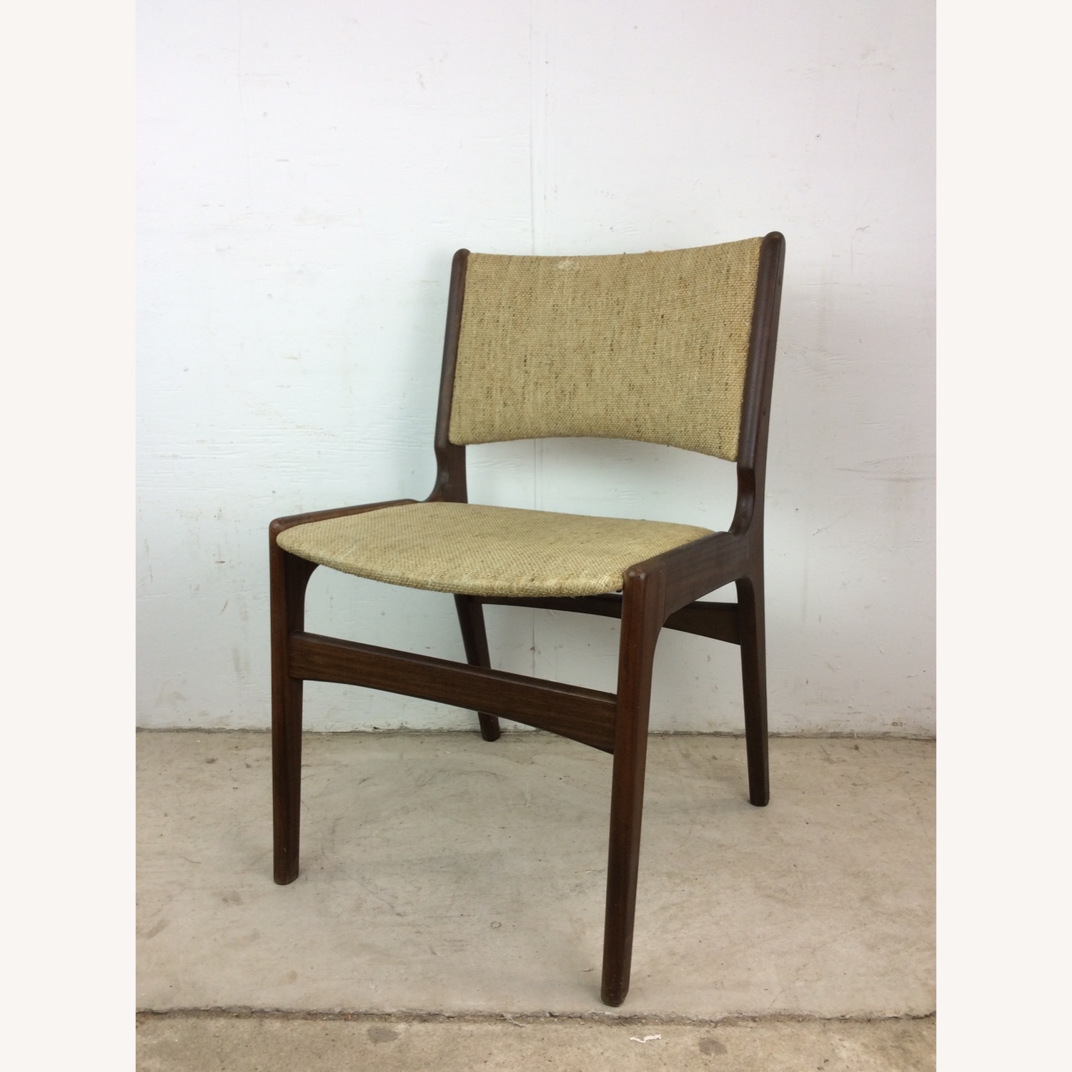 Danish Teak Side Chair with Vintage Upholstery - image-9