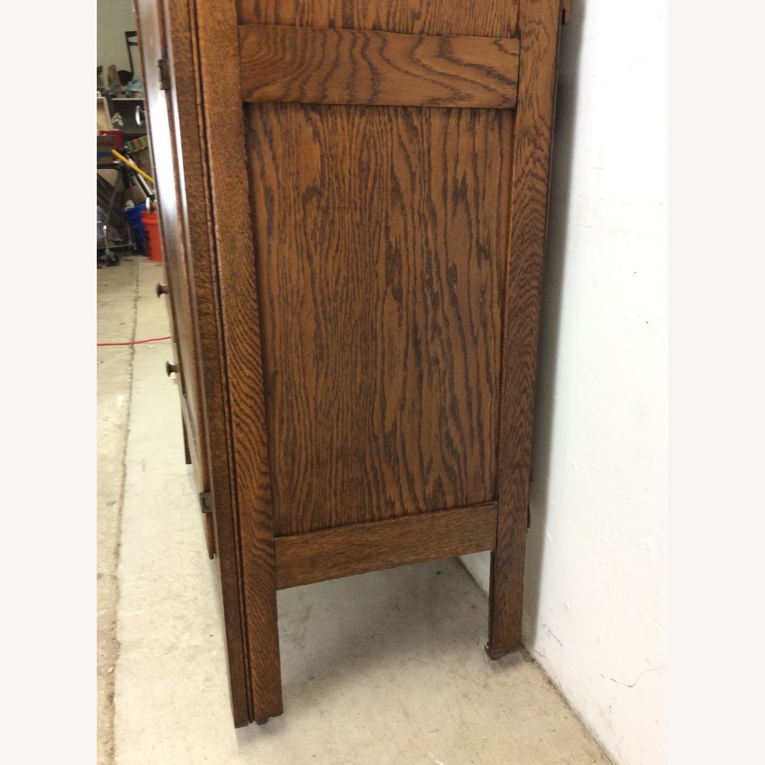 Antique Oak Side by Side Armoire with Mirror - image-9