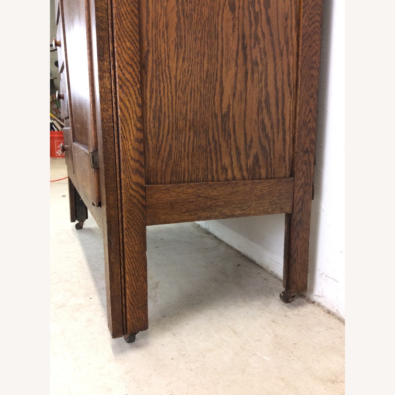 Antique Oak Side by Side Armoire with Mirror - image-10