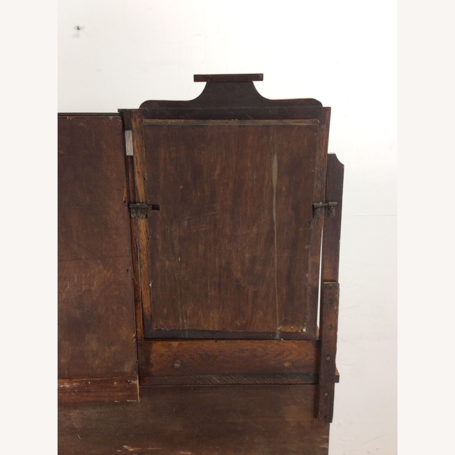Antique Oak Side by Side Armoire with Mirror - image-25