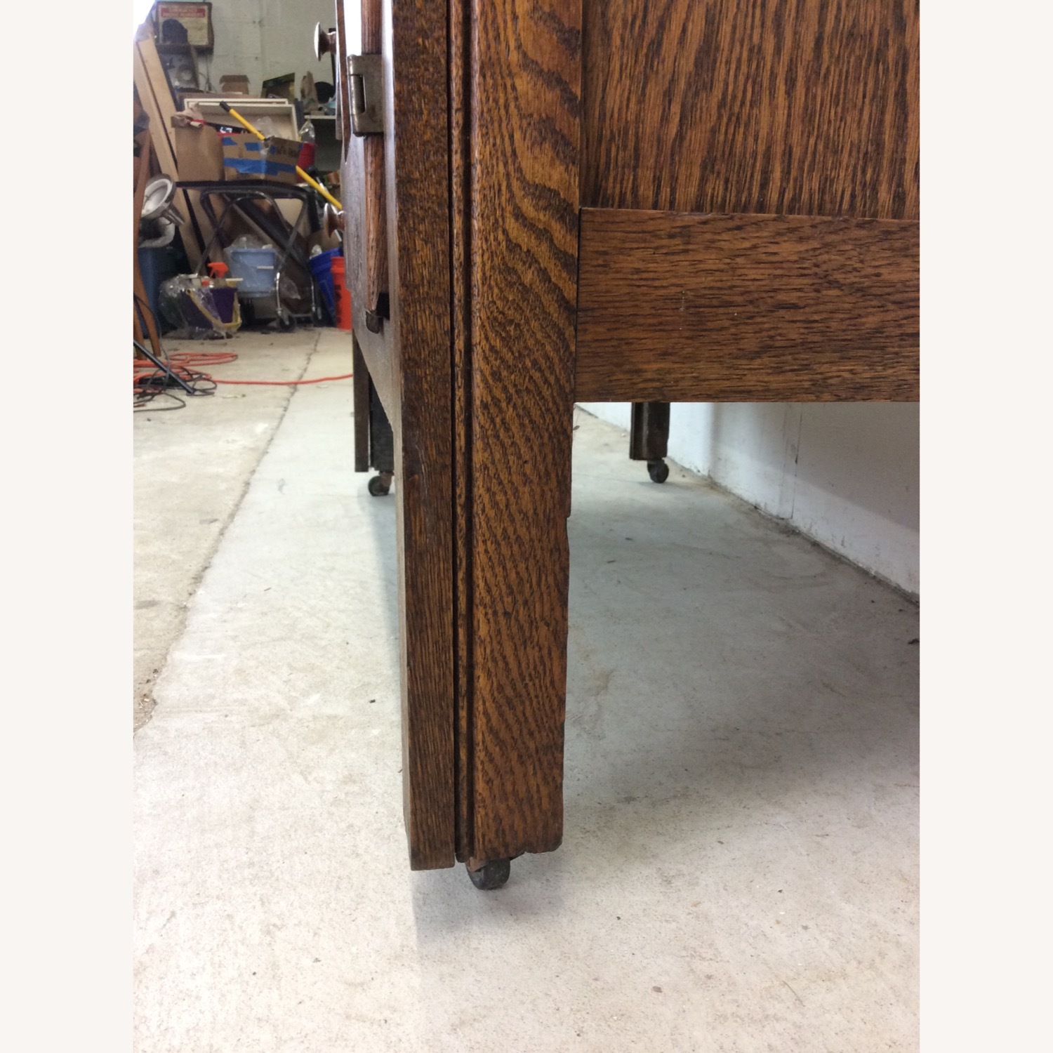 Antique Oak Side by Side Armoire with Mirror - image-11