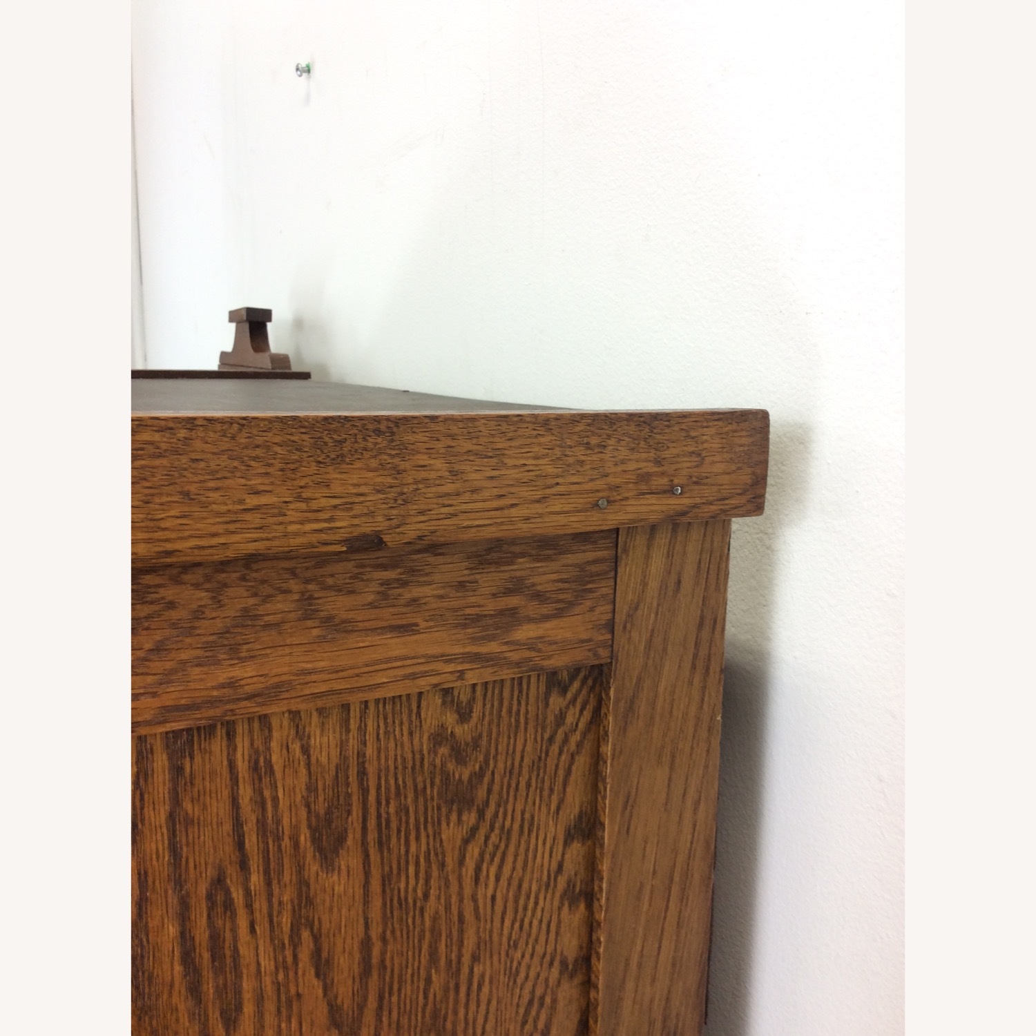 Antique Oak Side by Side Armoire with Mirror - image-8