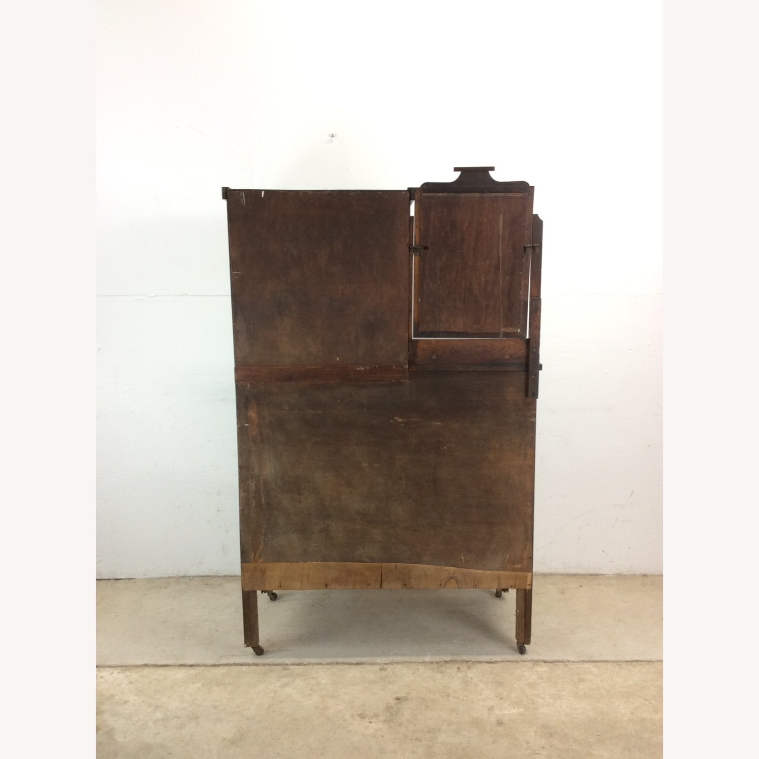 Antique Oak Side by Side Armoire with Mirror - image-24