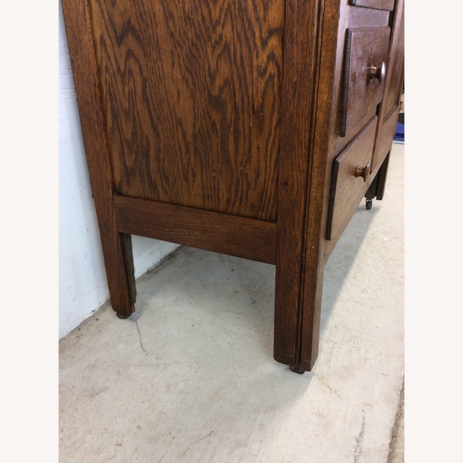 Antique Oak Side by Side Armoire with Mirror - image-15