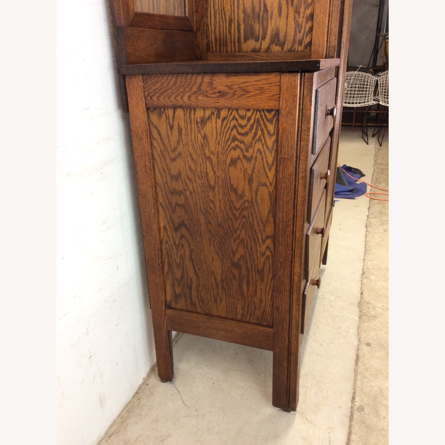 Antique Oak Side by Side Armoire with Mirror - image-14