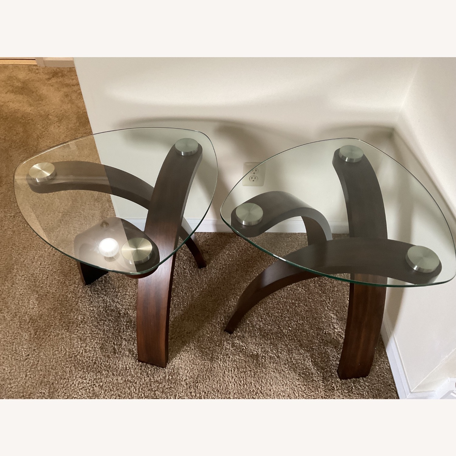 Wooden Base / Glass Top End Tables - image-2
