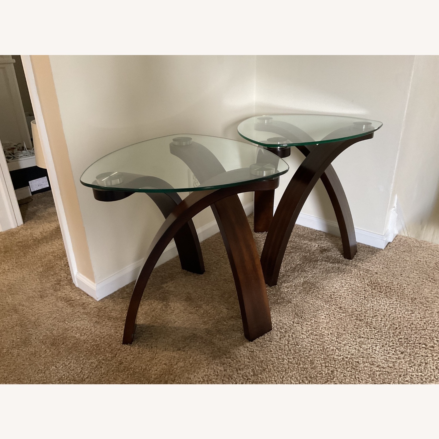Wooden Base / Glass Top End Tables - image-3