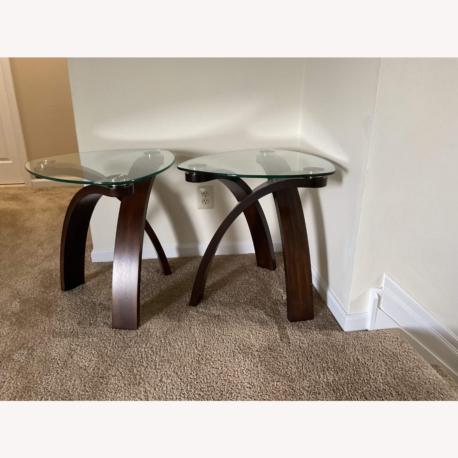 Wooden Base / Glass Top End Tables - image-1
