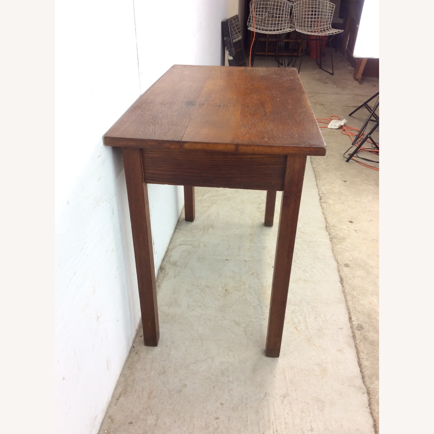 Antique Oak Writing Desk with Drawer & Leaf - image-19