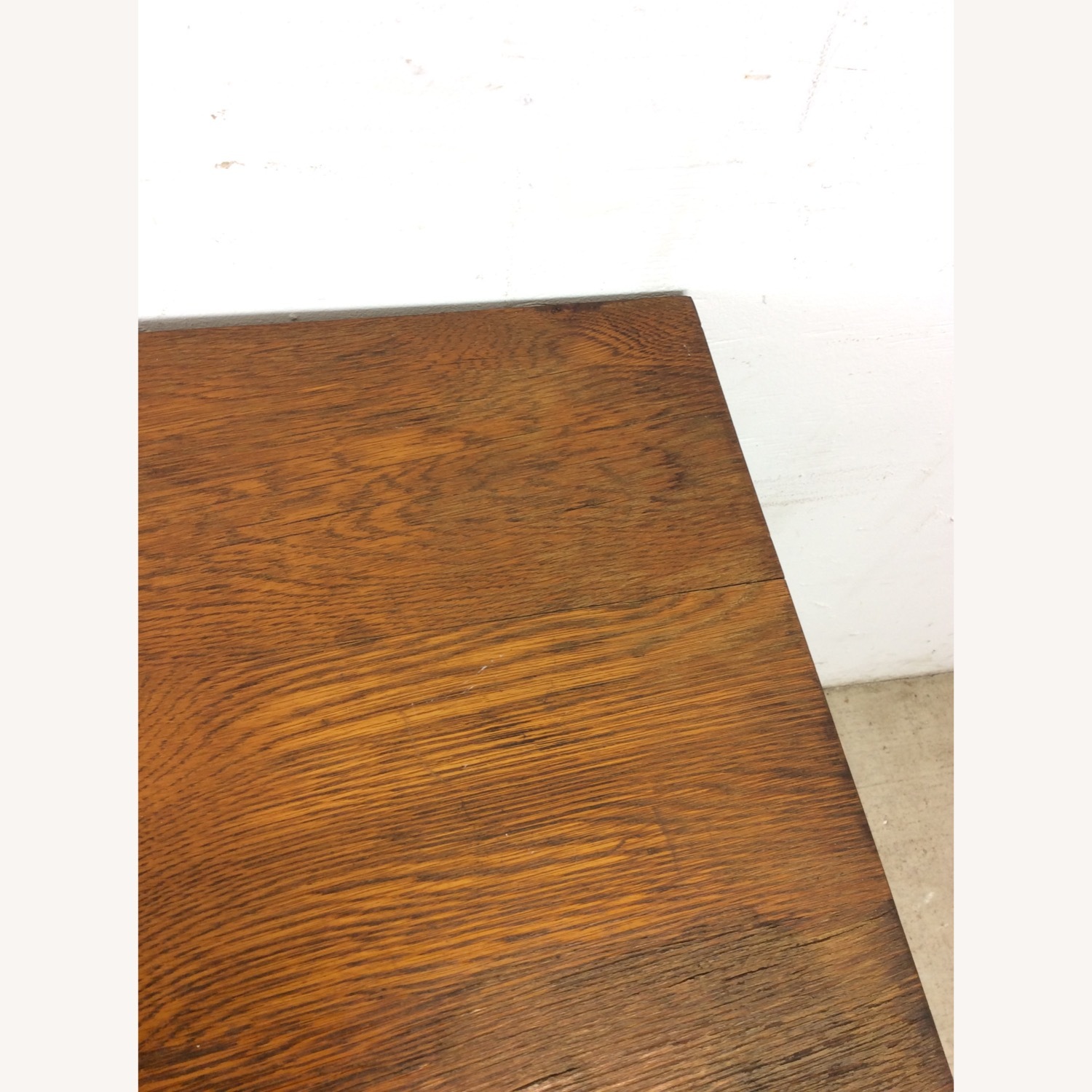 Antique Oak Writing Desk with Drawer & Leaf - image-10