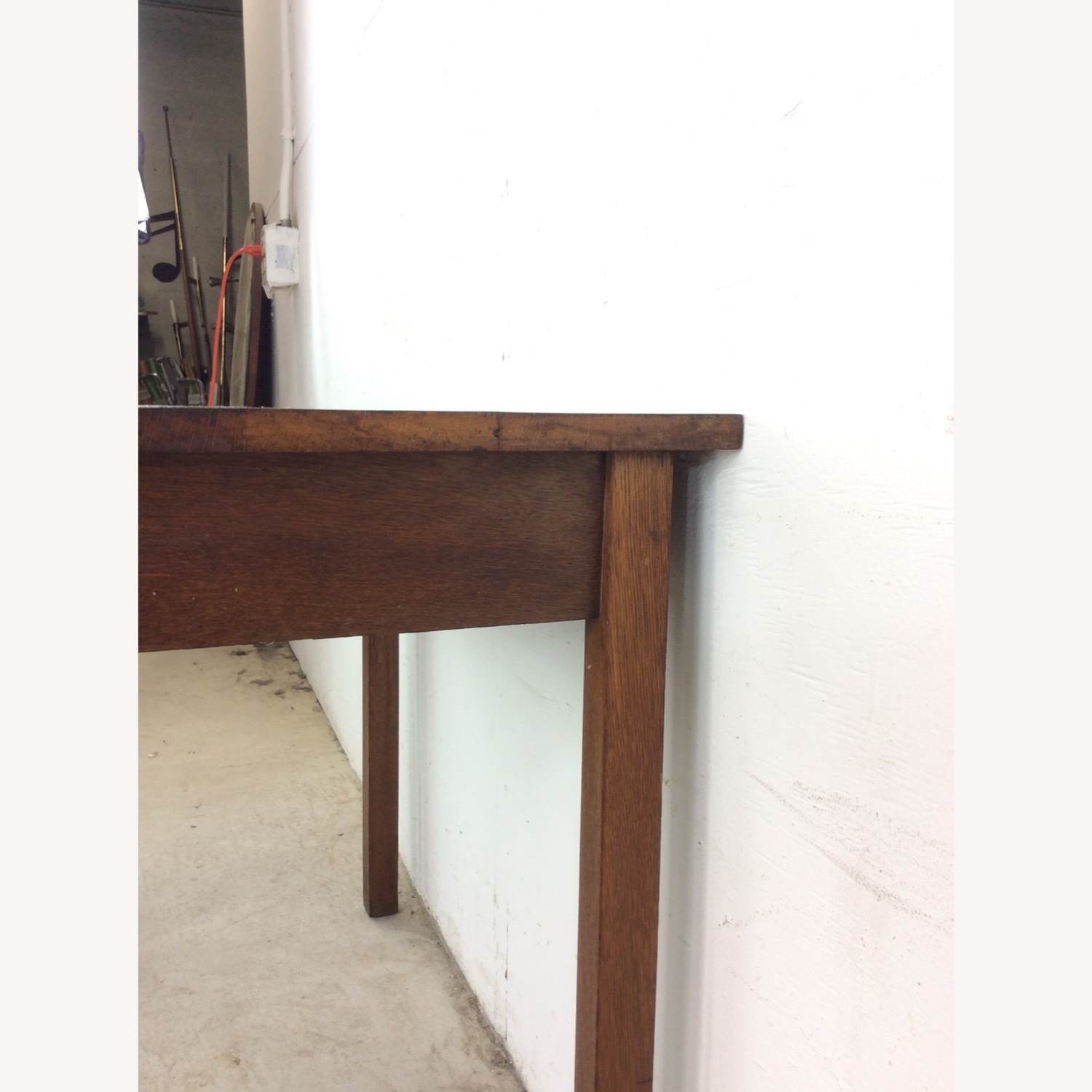 Antique Oak Writing Desk with Drawer & Leaf - image-18