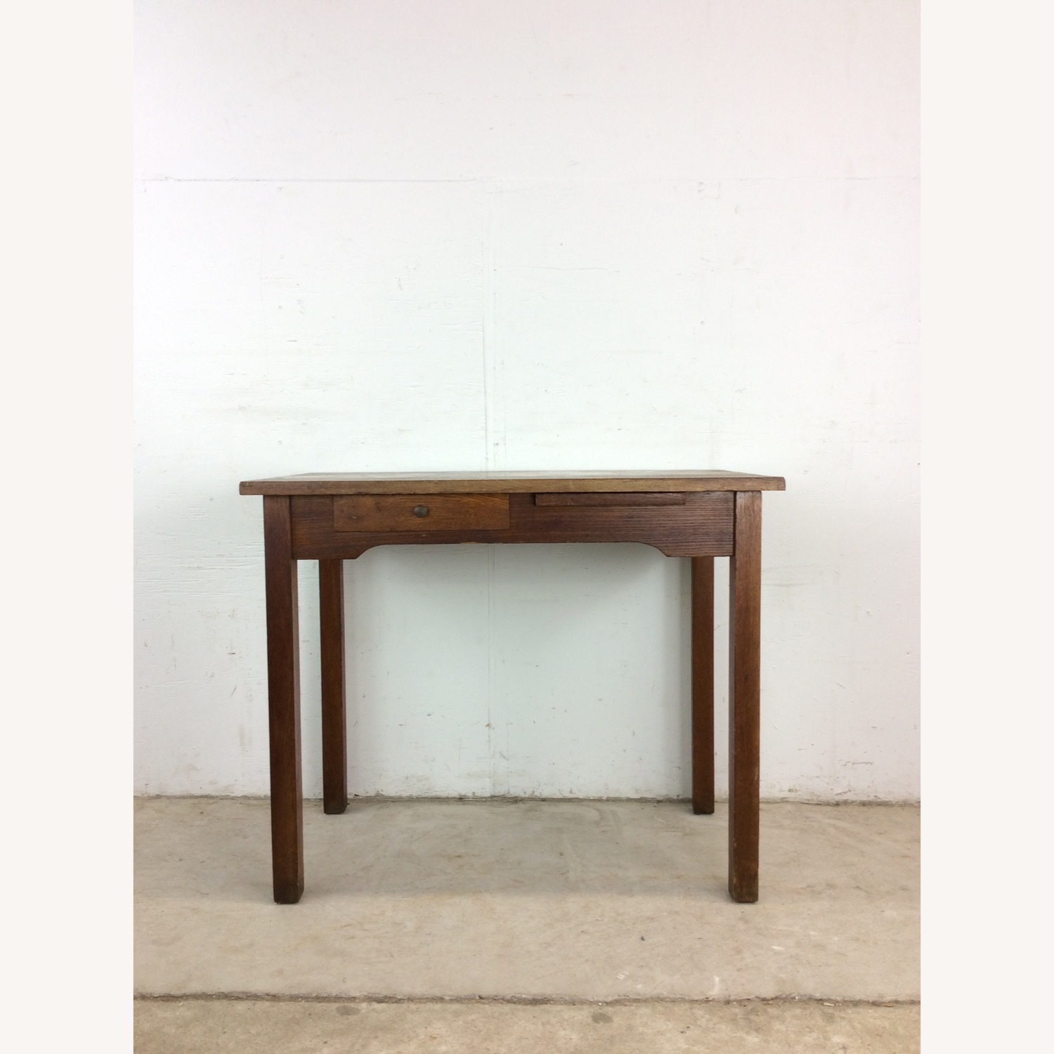 Antique Oak Writing Desk with Drawer & Leaf - image-1