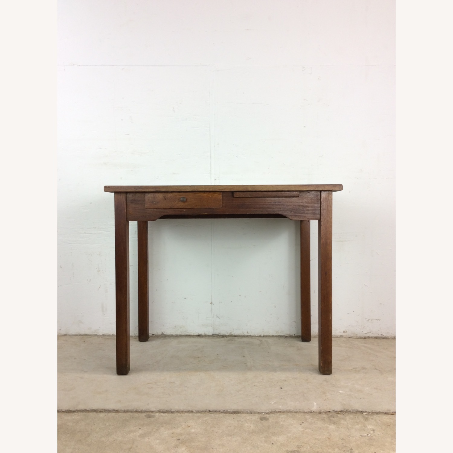 Antique Oak Writing Desk with Drawer & Leaf - image-2