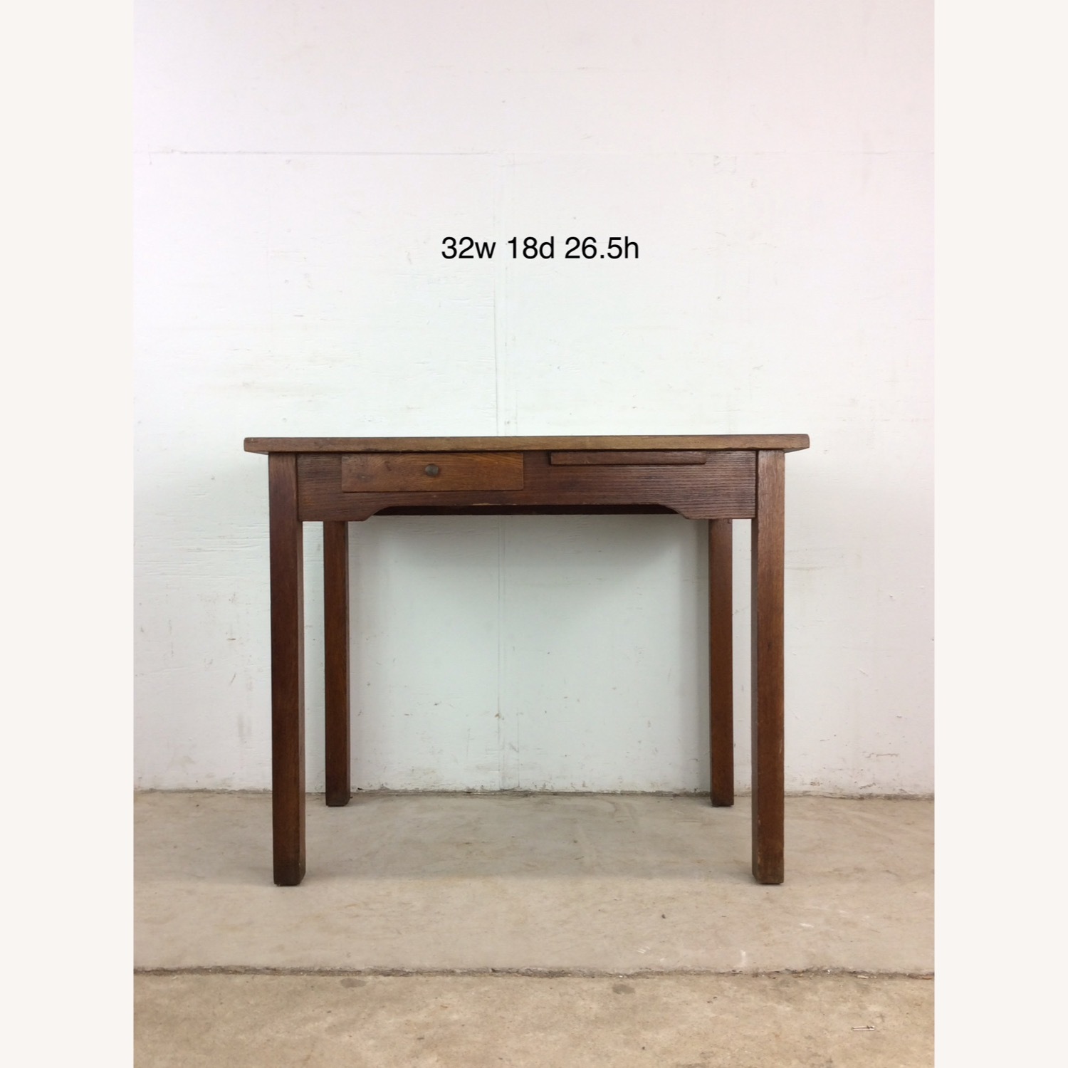 Antique Oak Writing Desk with Drawer & Leaf - image-24