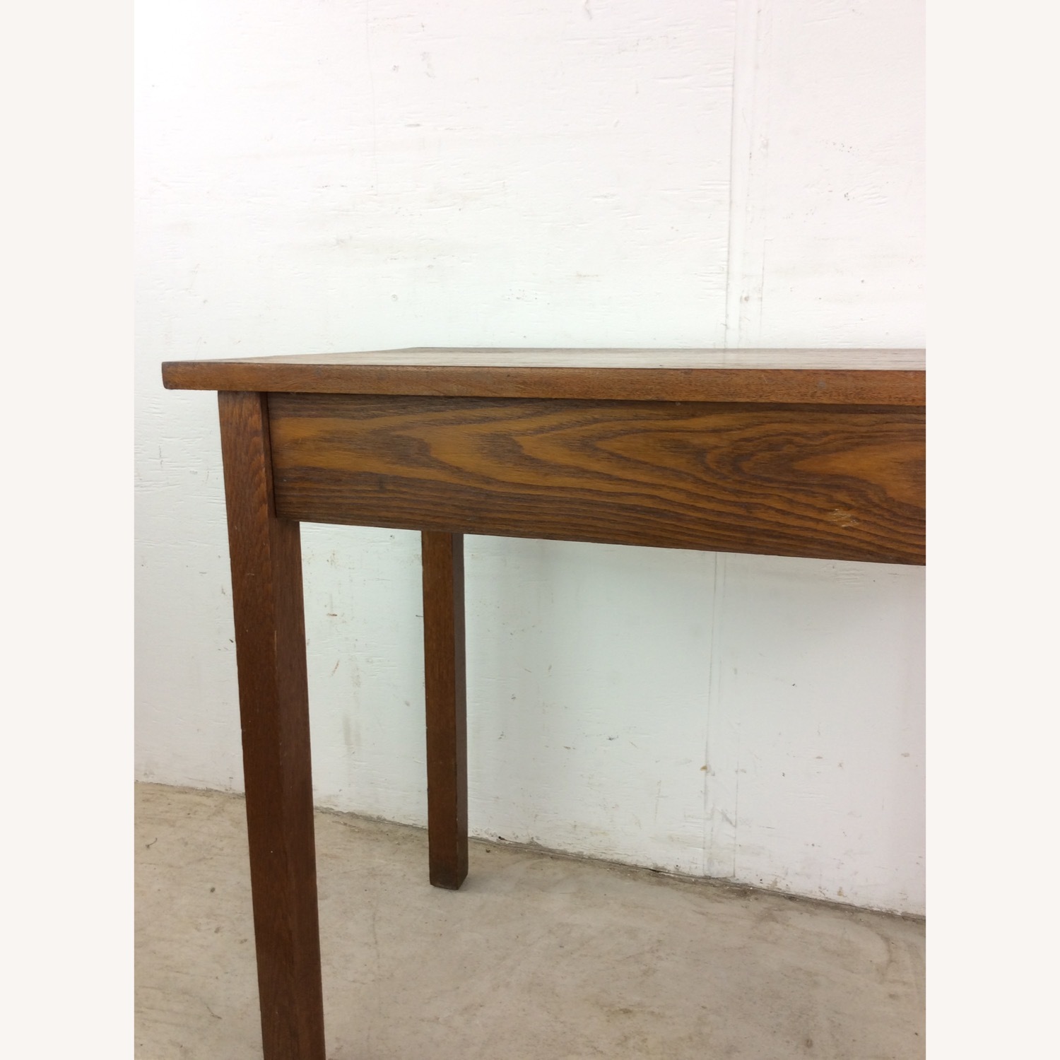 Antique Oak Writing Desk with Drawer & Leaf - image-23