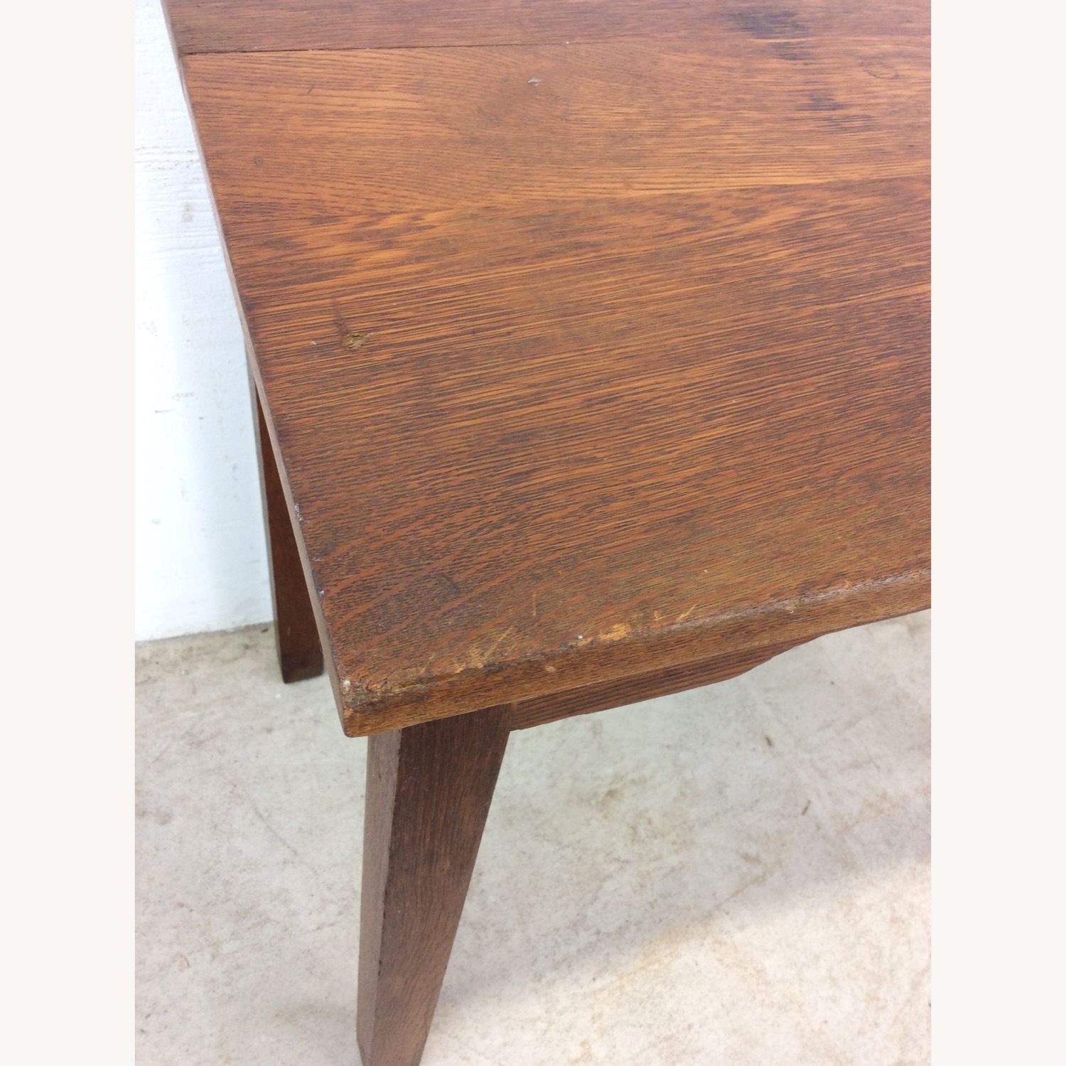 Antique Oak Writing Desk with Drawer & Leaf - image-6