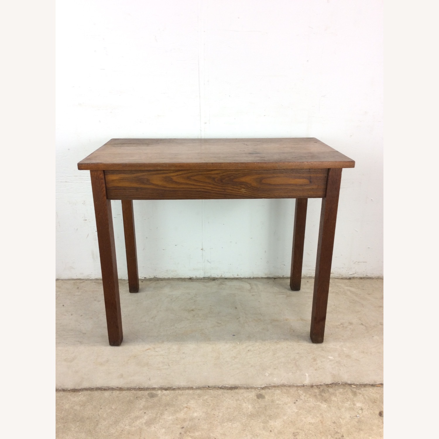 Antique Oak Writing Desk with Drawer & Leaf - image-21