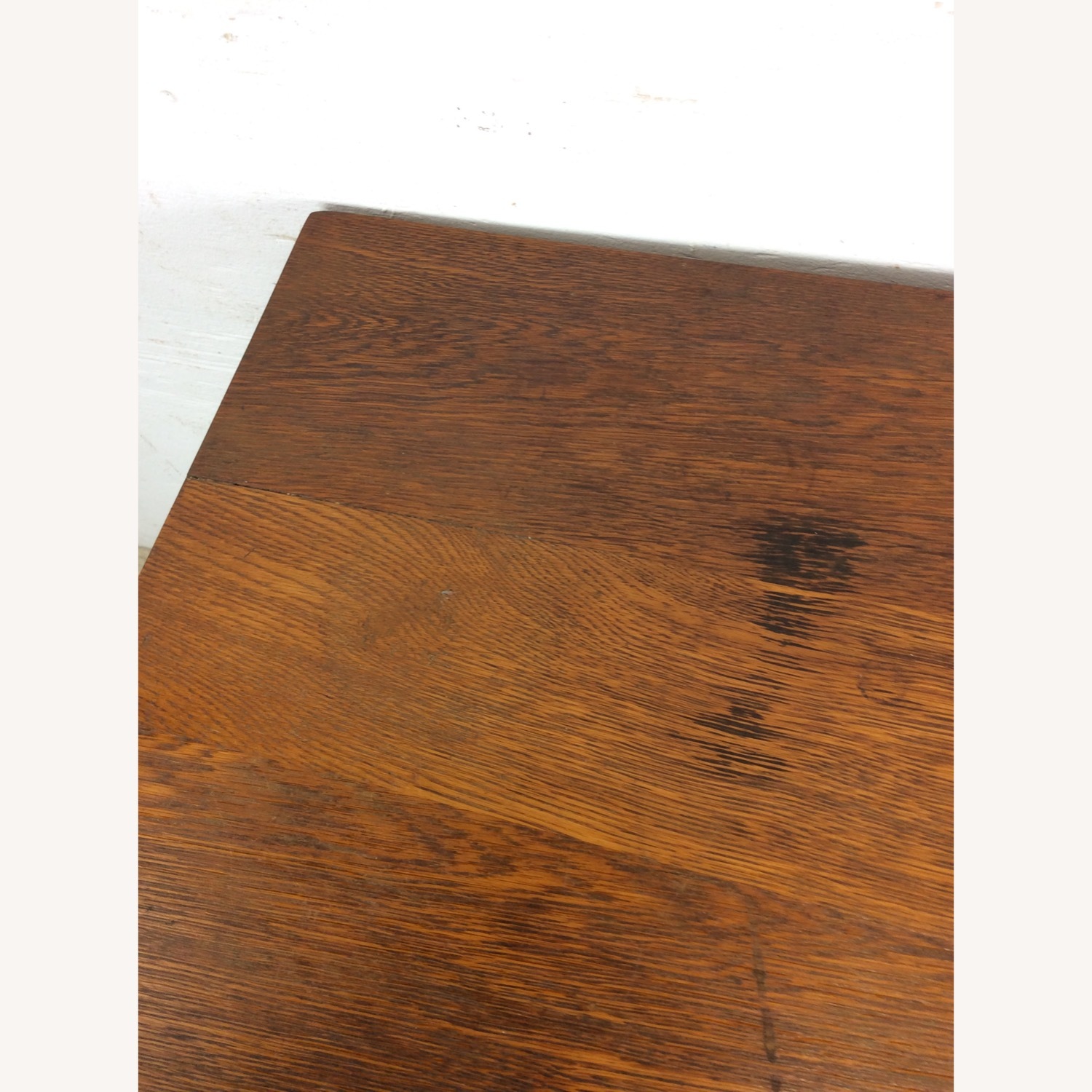 Antique Oak Writing Desk with Drawer & Leaf - image-8