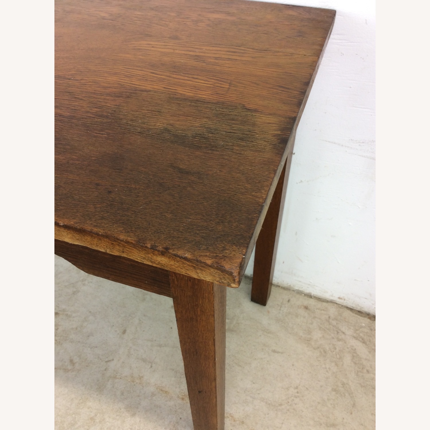 Antique Oak Writing Desk with Drawer & Leaf - image-7