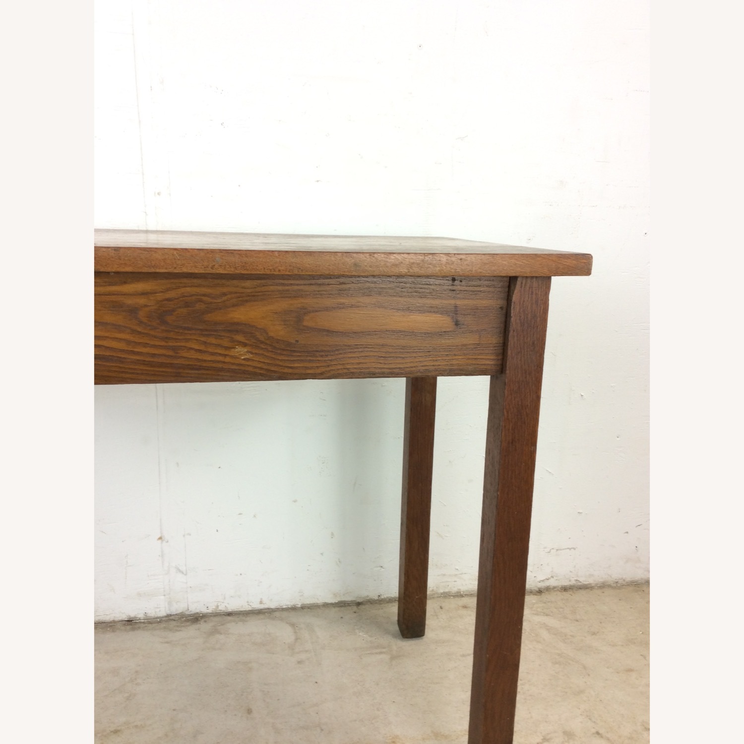 Antique Oak Writing Desk with Drawer & Leaf - image-22