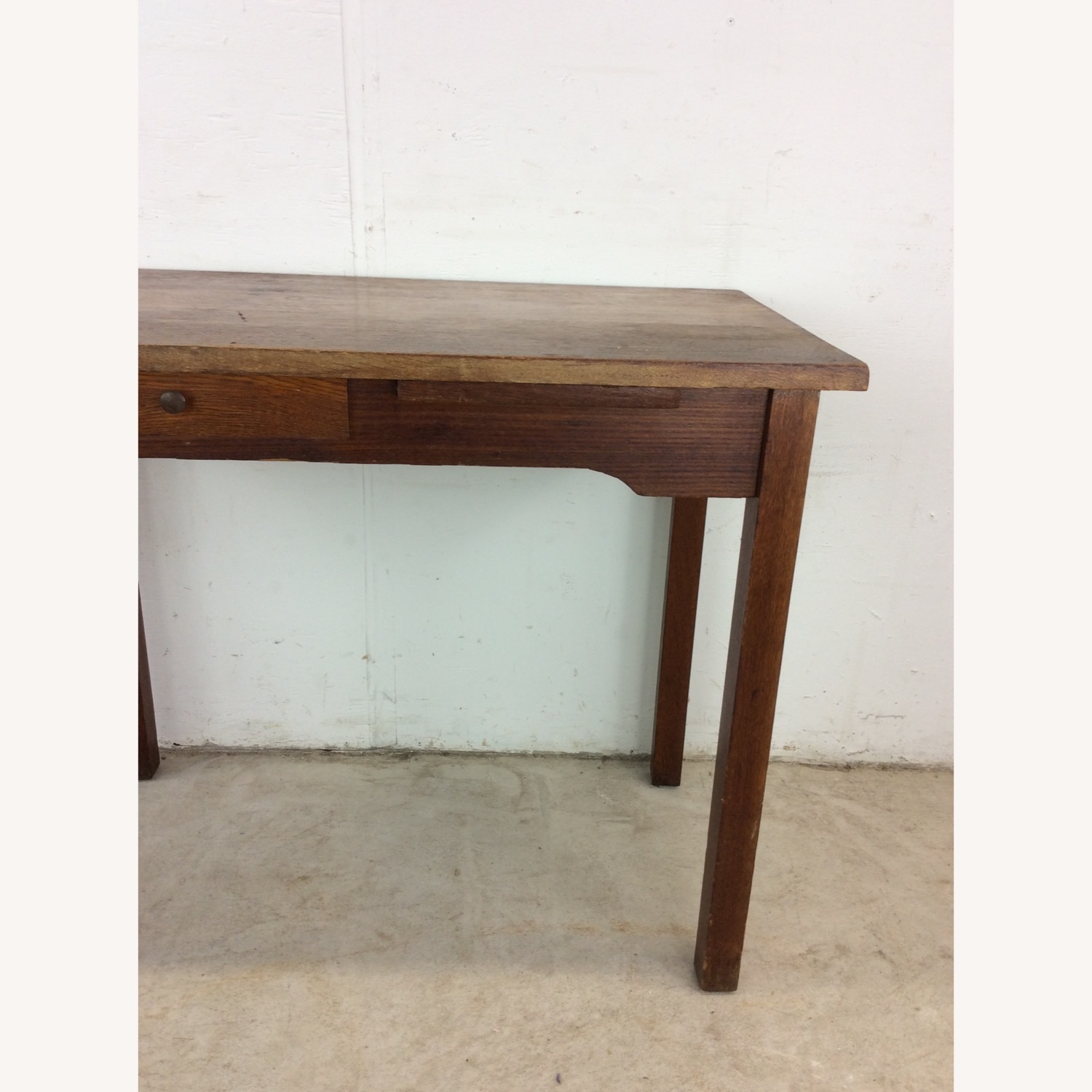 Antique Oak Writing Desk with Drawer & Leaf - image-5