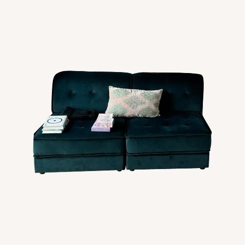 Used Velvet Emerald Loveseat from Target x Bungalow for sale on AptDeco