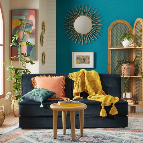 Used Velvet Emerald Loveseat from Target x Bungalow for sale on AptDeco