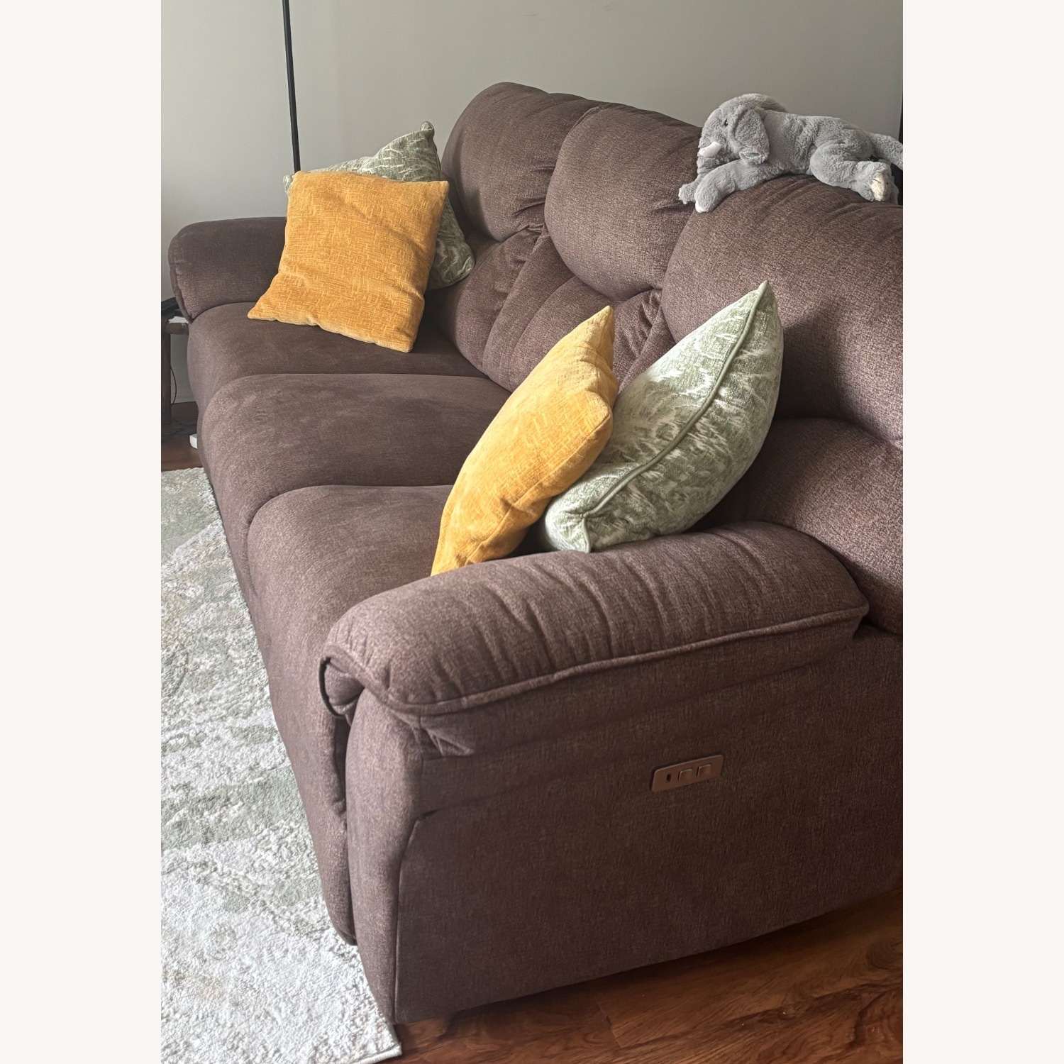 SoMo Reclining Mocha Sofa with Power Headrest - image-2