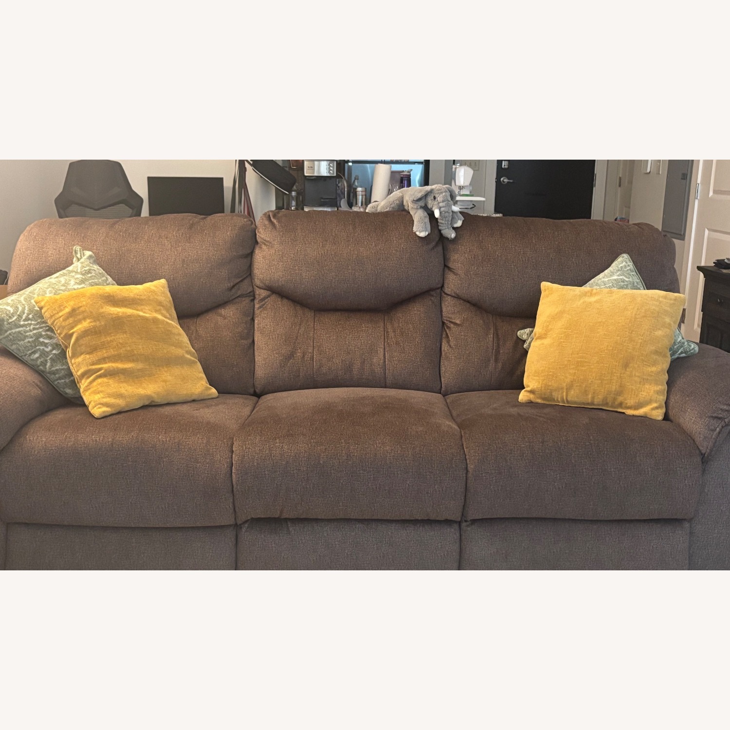 SoMo Reclining Mocha Sofa with Power Headrest - image-4