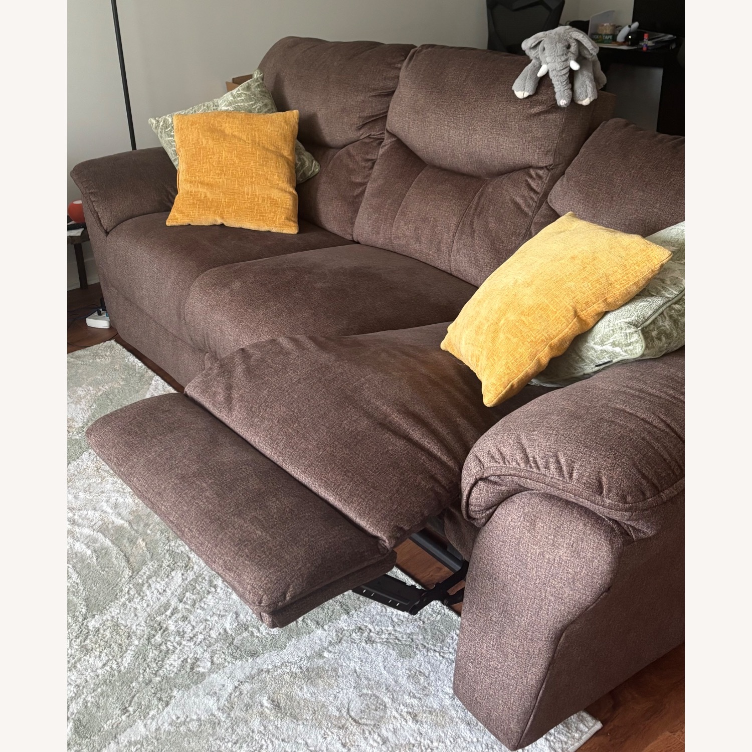 SoMo Reclining Mocha Sofa with Power Headrest - image-7
