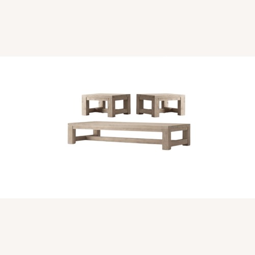 Used RH French Beam Teak Outdoor Table Set – 3 Pieces for sale on AptDeco