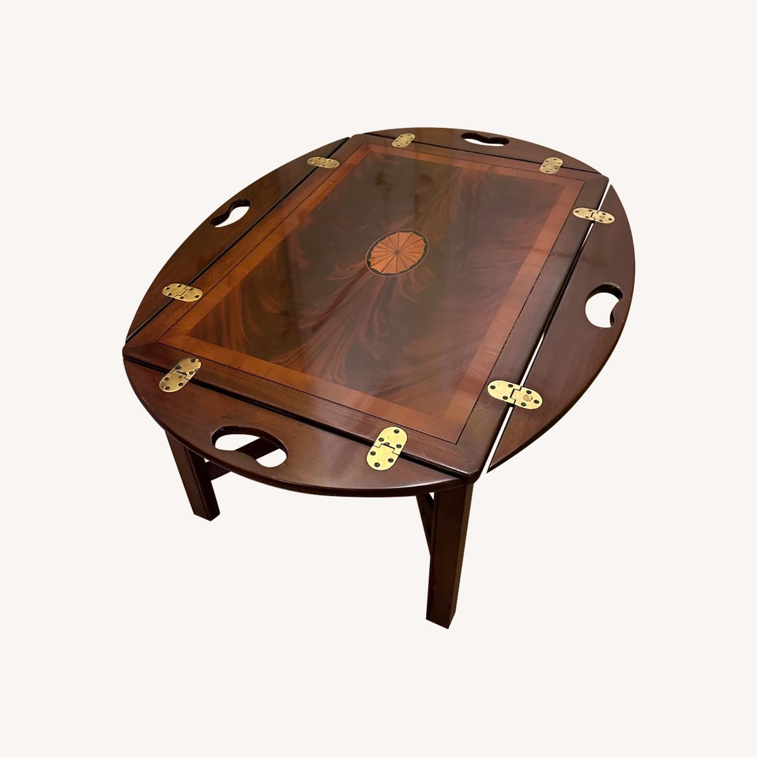 Vintage Hekman Mahogany/Brass Coffee Table - image-0